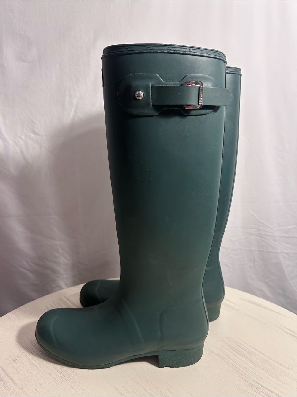 Hunter Tall Green Matte Rubber Rain Boots - Picture 3 of 5